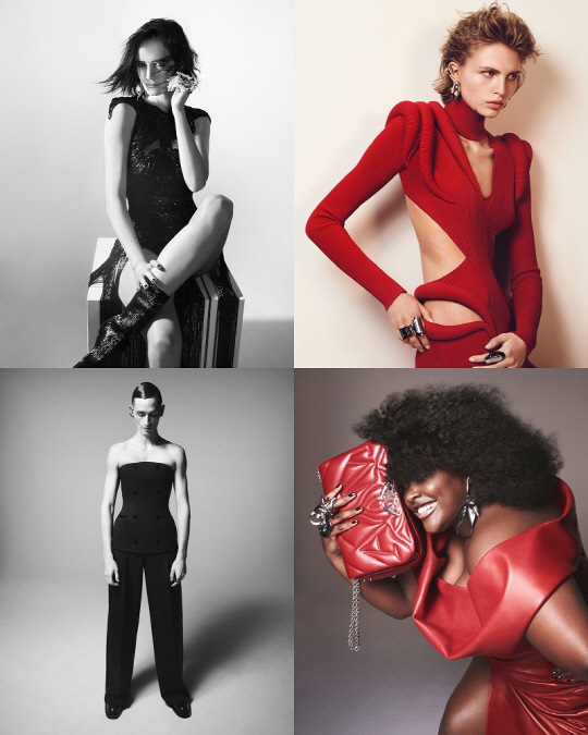 상단부터 에바 그린, 카롤리나 스파코프스키,엘리엇 드 스메 데이, 이술트 [알렉산더 맥퀸(Alexander McQueen) 제공]